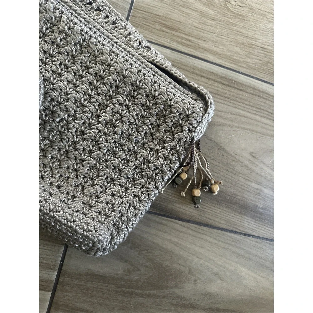 THE SAK Crochet Natural Taupe Shoulder Bag Small